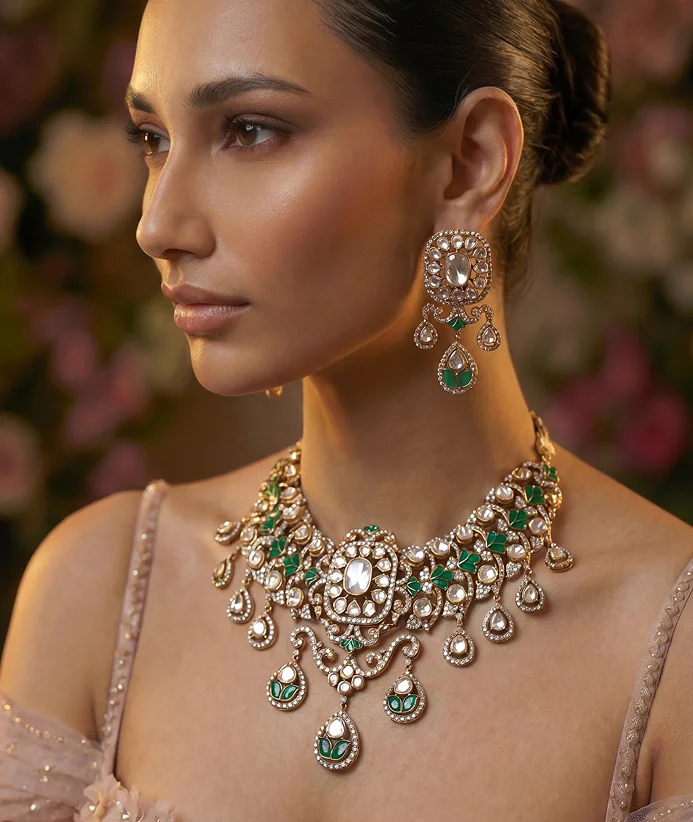 Bridal choker necklace close-up