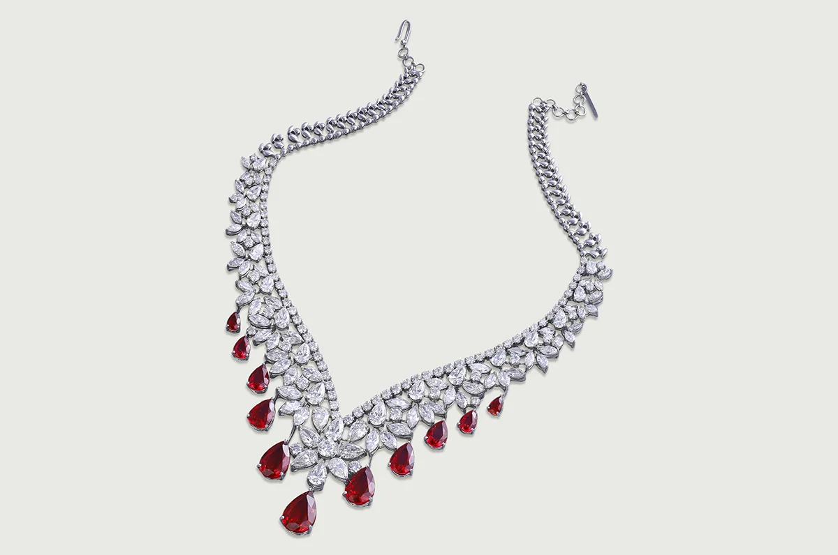 Solara Ruby Flame Necklace Set