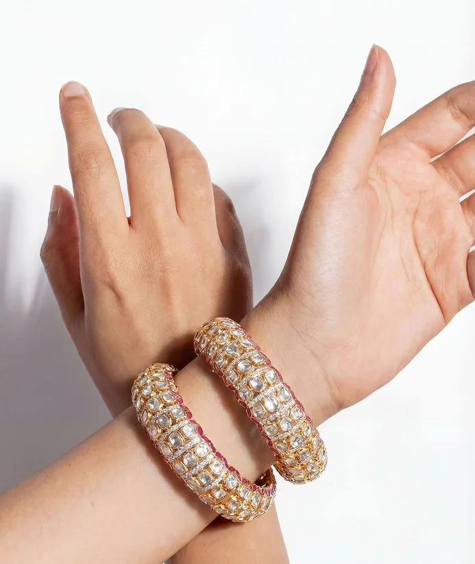 Diamond bridal bangles close-up