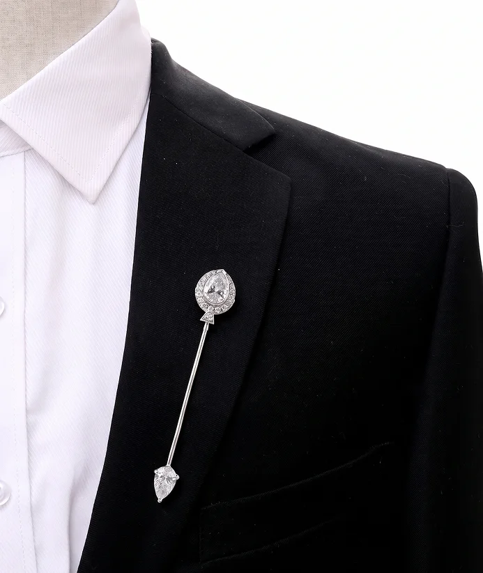 Diamond lapel pin suit look