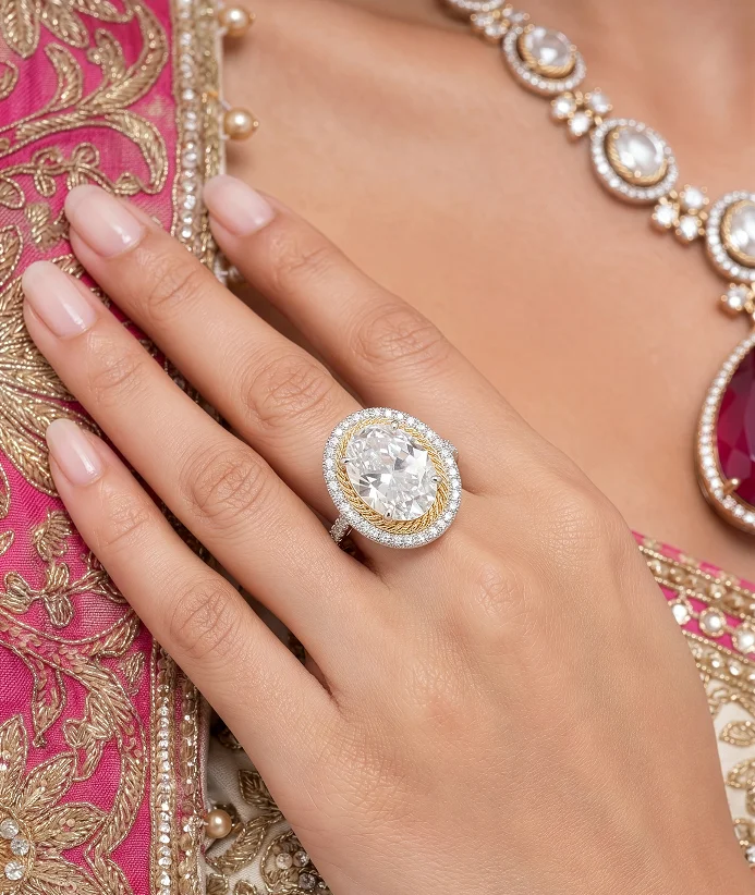 Diamond solitaire ring close-up