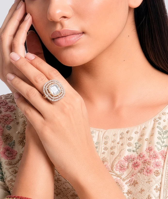 Diamond statement ring close-up