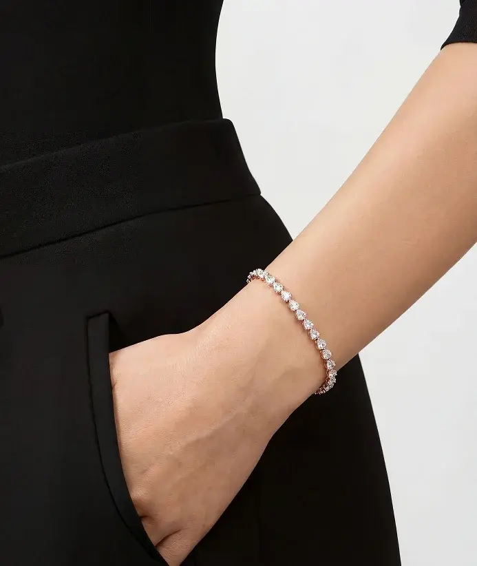 Diamond tennis bracelet close-up