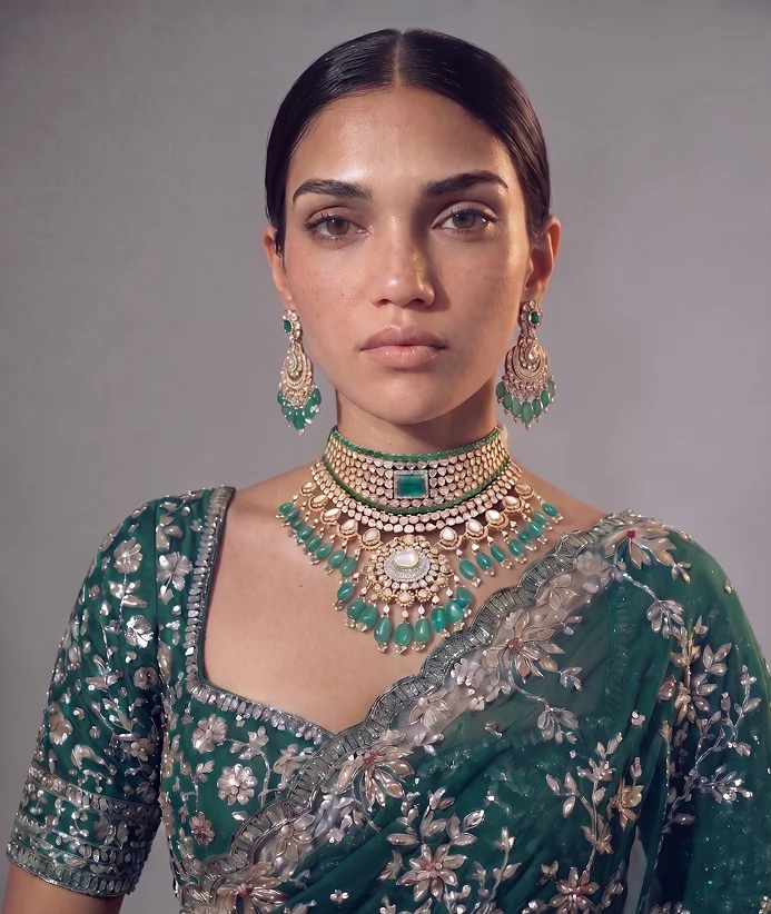 Emerald bridal choker set