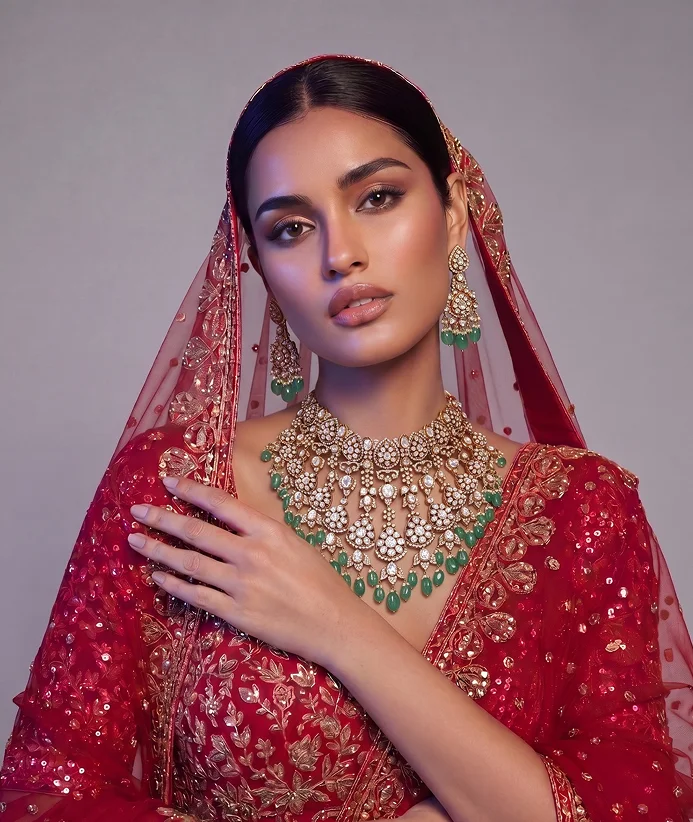 Emerald bridal choker set