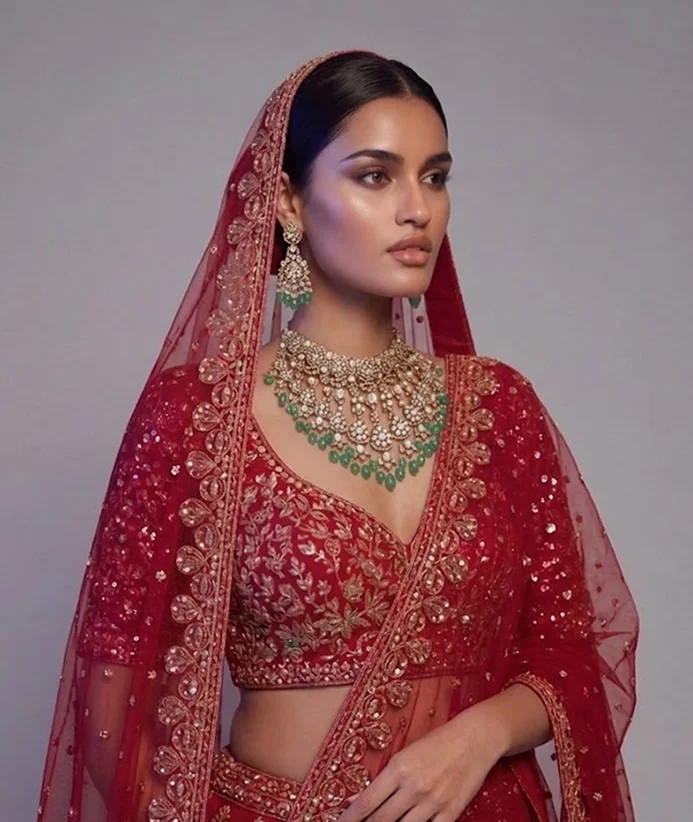 Emerald bridal necklace look
