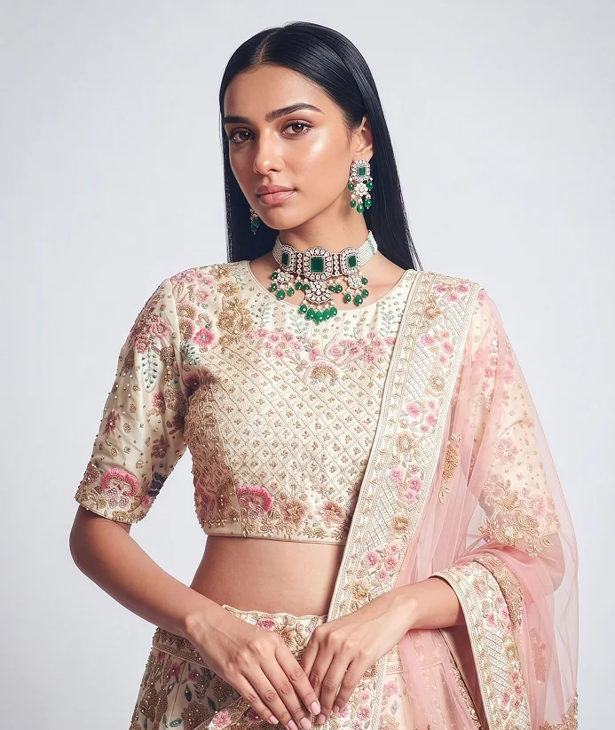 Emerald choker bridal set