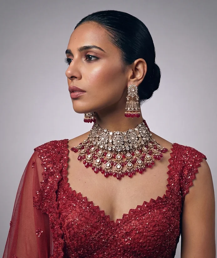 Ruby bridal choker look