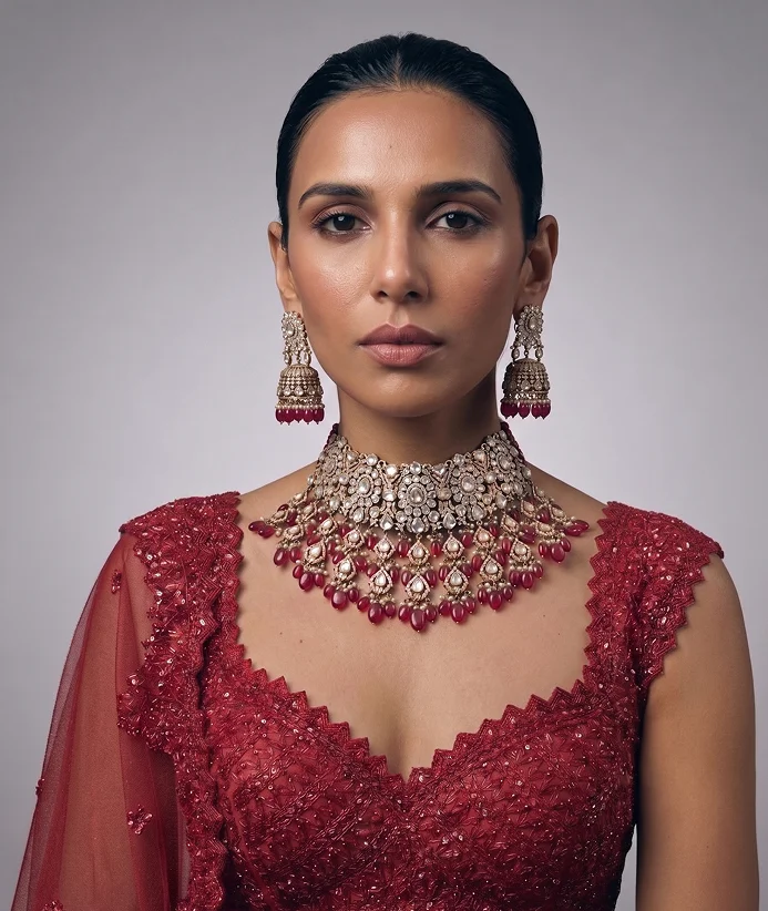 Ruby bridal choker set
