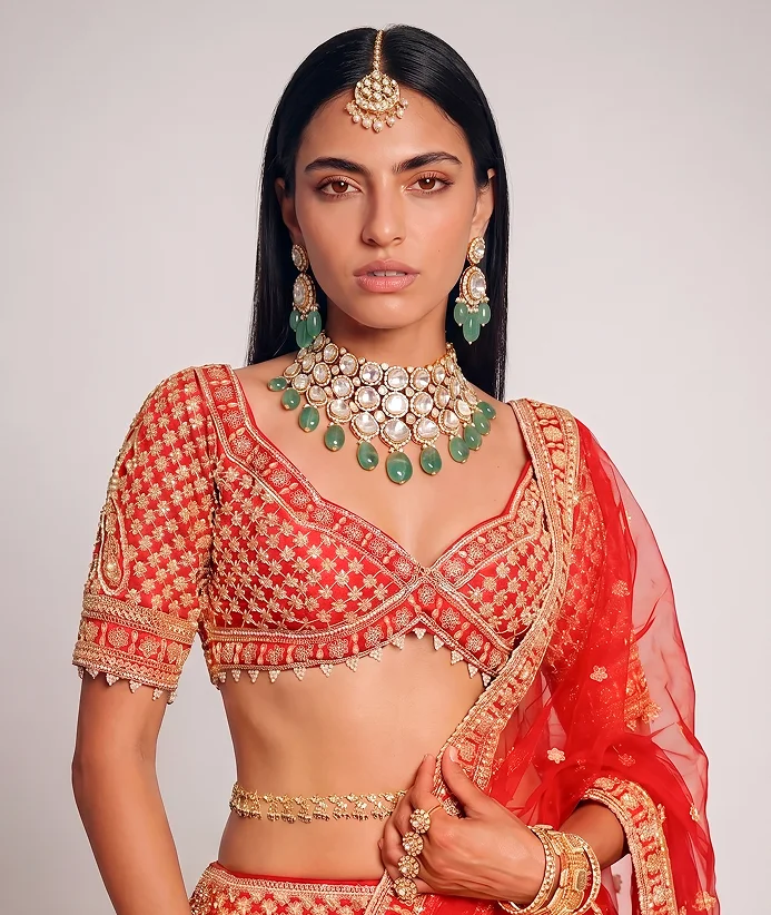 Green stone bridal set