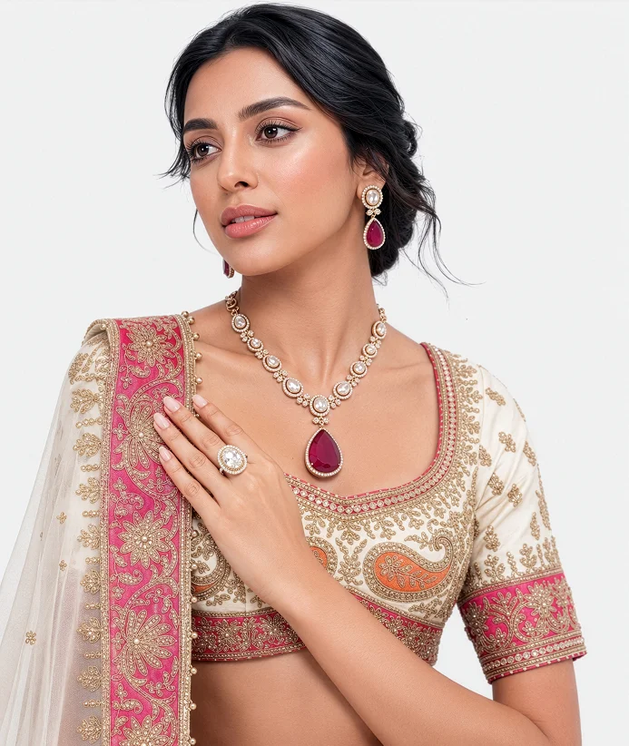 Ruby pendant jewelry set