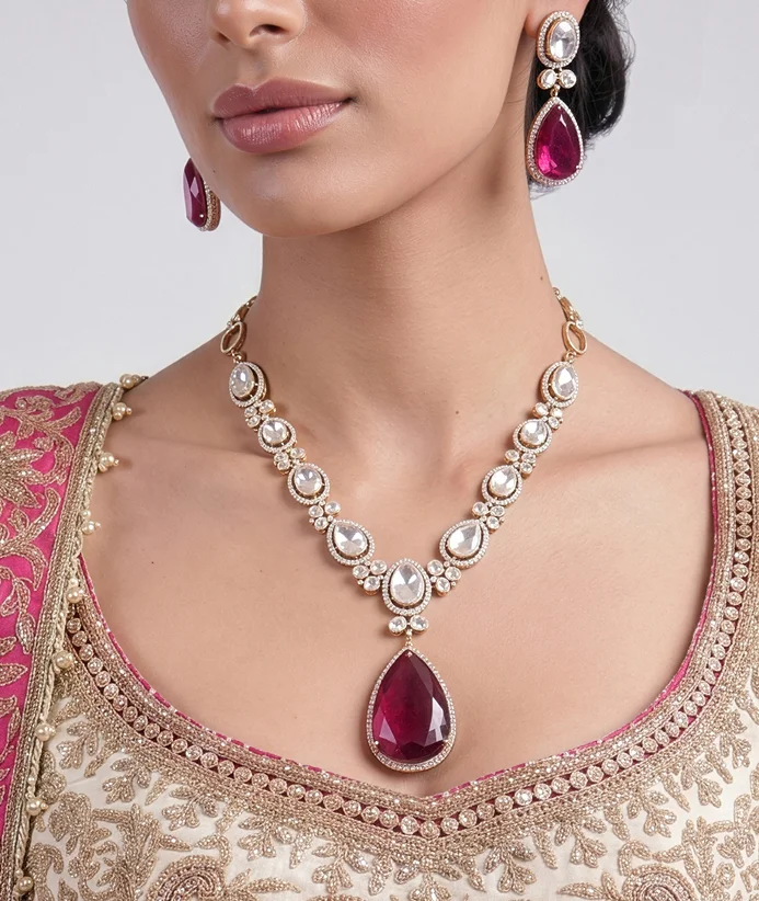 Ruby pendant necklace close-up