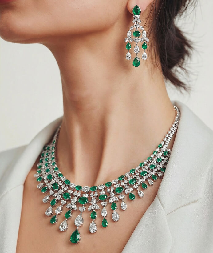 Solara Emerald Dewfall Necklace Set