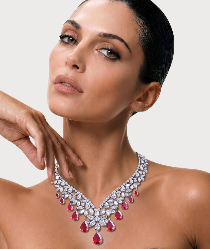 Solara Ruby Flame Necklace Set
