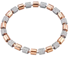 Two tone bracelet with diamonds in rose gold and white gold links