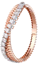 Rose gold diamond tennis bracelet with baguette and round-cut stones