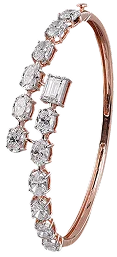Rose gold diamond bangle bracelet with mixed-cut diamonds