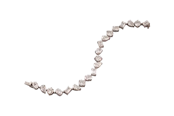 Minimal round-cut diamond tennis bracelet on white background