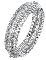 Multi-row diamond eternity band with baguette and pavé diamonds