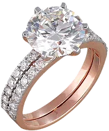 Rose gold solitaire diamond engagement ring with pavé band