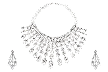 Luxury diamond bridal necklace and earrings set with intricate detailing