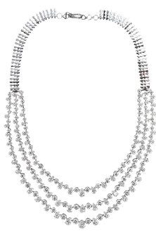 Layered diamond necklace with cascading round-cut diamonds